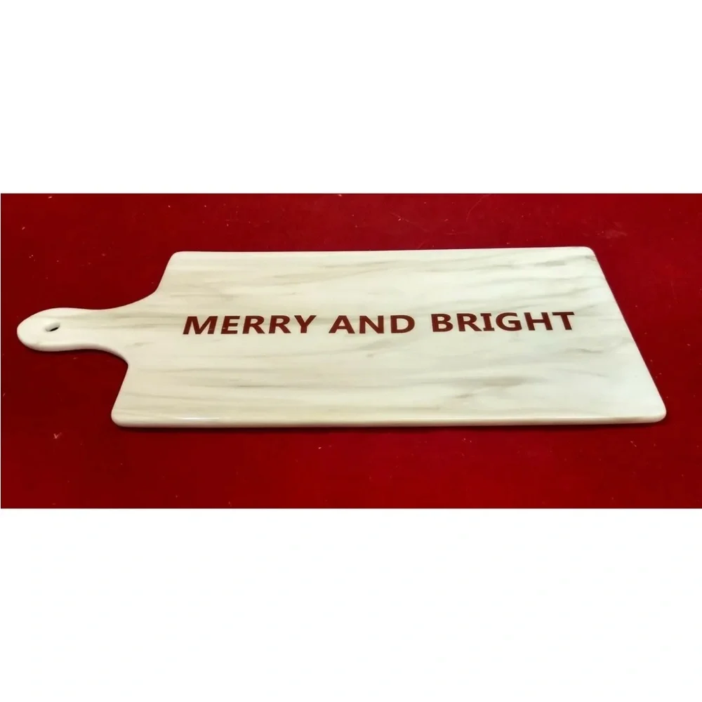 Avon Merry And Bright Decorative Serving Board Marble And Gold 14 Inch Long - Picture 1 of 3
